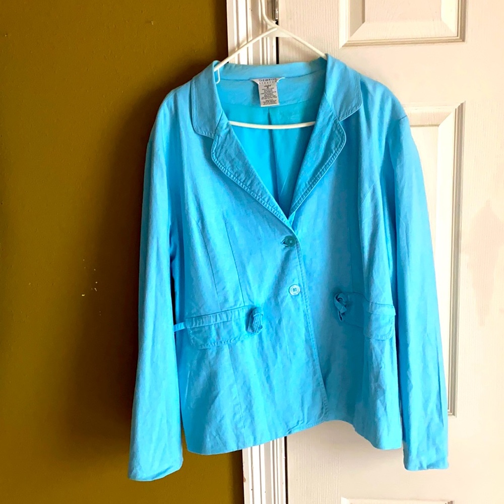 Linen baby blue Capri Suit